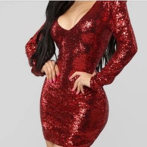 Red sequin dress